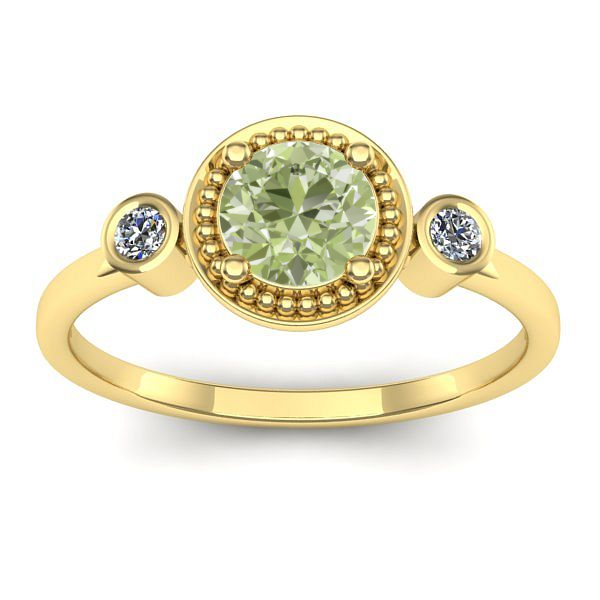 Inel logodna cu diamant de laborator verde rotund