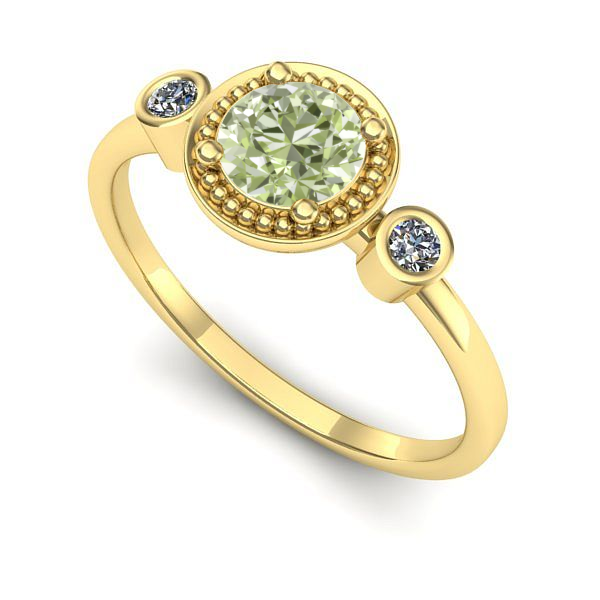 Inel de logodna din aur galben cu diamant de laborator verde