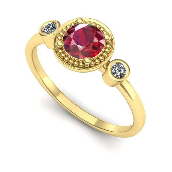 Inel logodna din aur galben cu rubin