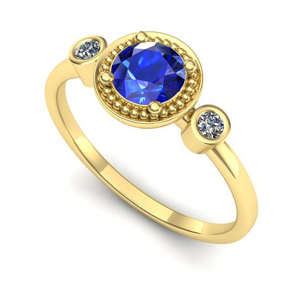 Inel logodna din aur galben cu safir