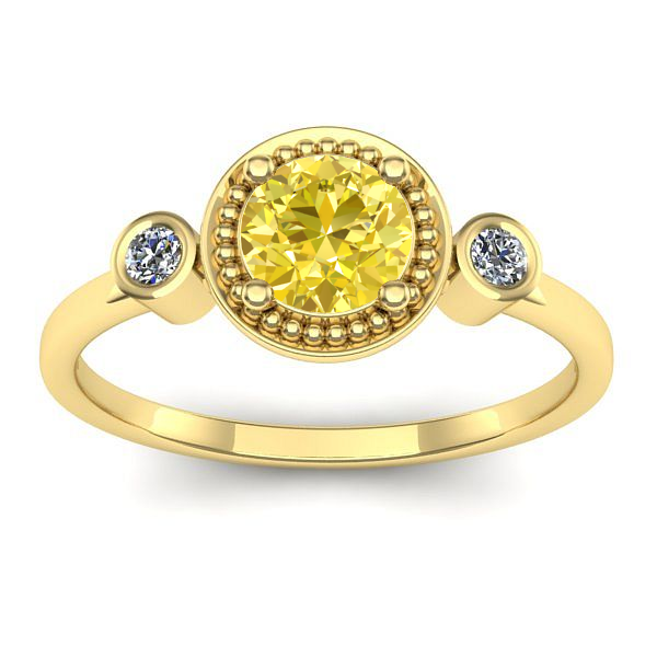 Inel cu safir galben rotund