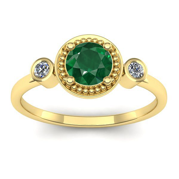 Inel logodna cu smarald rotund