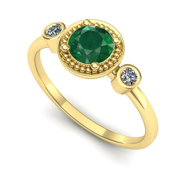 Inel logodna din aur galben cu smarald