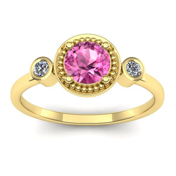 Inel de logodna cu safir roz rotund