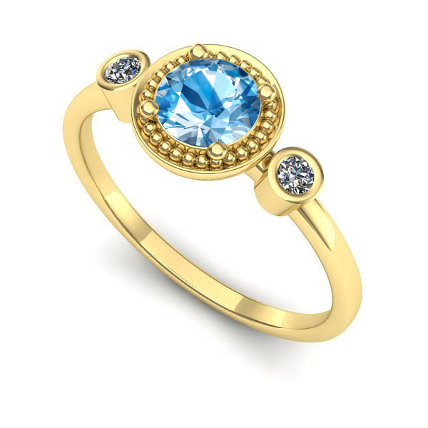 Inel logodna din aur galben cu topaz blue