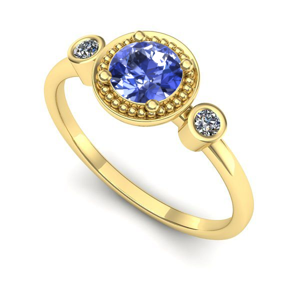 Inel de logodna din aur galben cu tanzanit