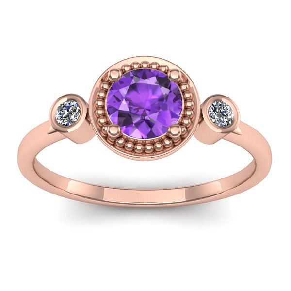 Inel cu ametist rotund