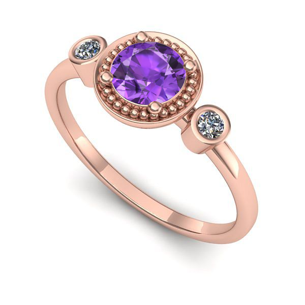 Inel din aur roz cu ametist