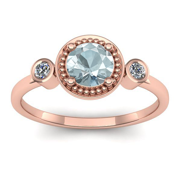 Inel cu aquamarin rotund