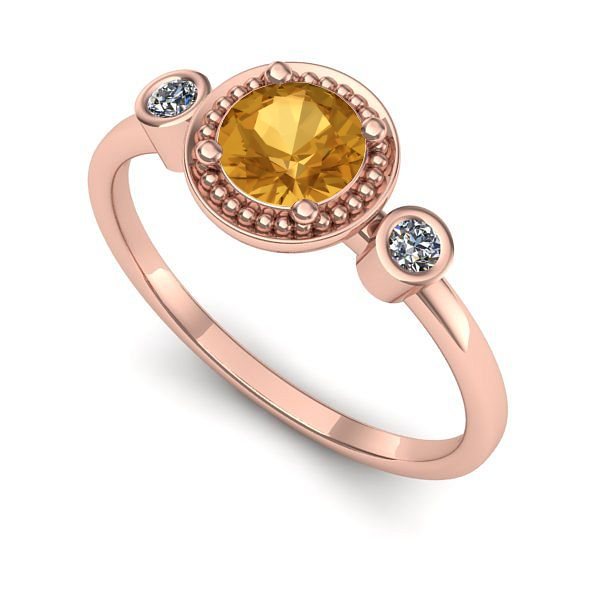 Inel din aur roz cu citrin