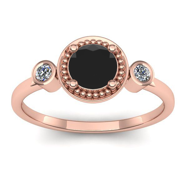 Inel logodna cu diamant negru rotund