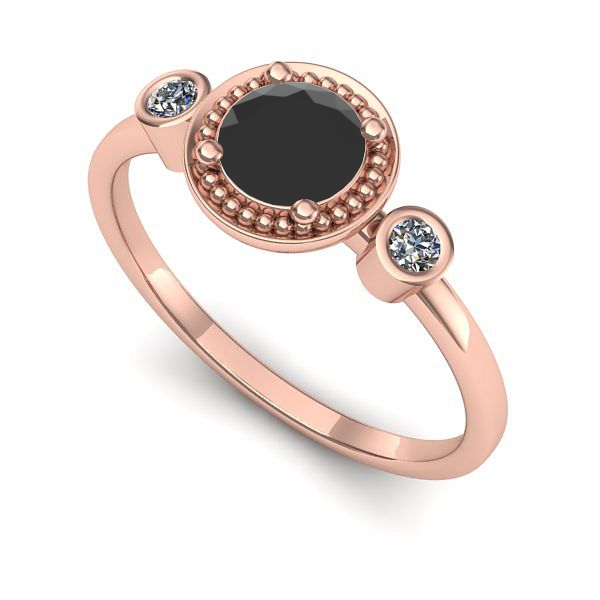 Inel logodna din aur roz cu diamant negru