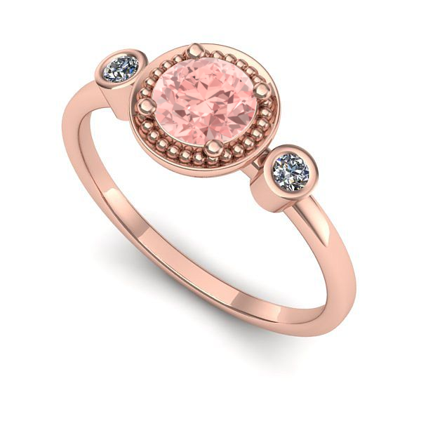 Inel din aur roz cu diamant de laborator roz