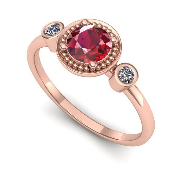 Inel logodna din aur roz cu rubin