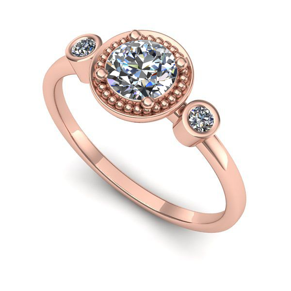 Inel logodna din aur roz cu diamant de laborator