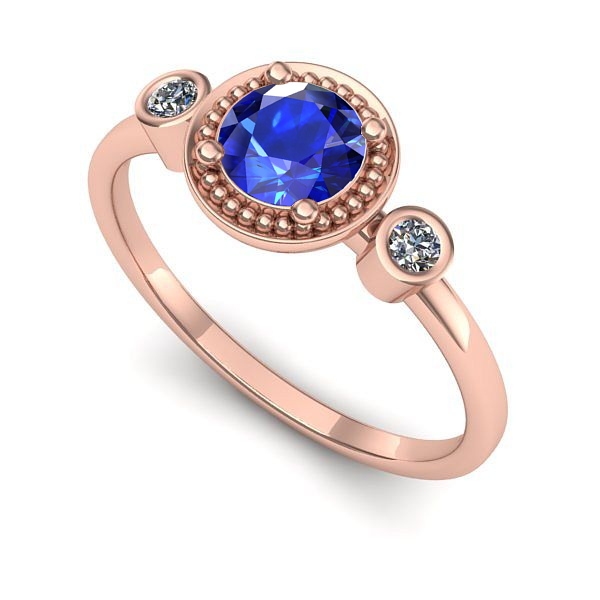 Inel logodna din aur roz cu safir