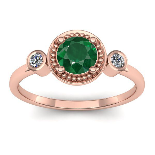 Inel de logodna cu smarald rotund