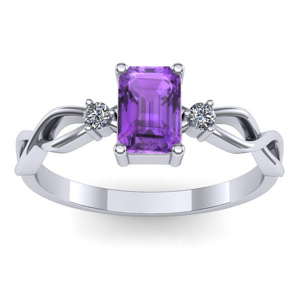 Inel logodna cu ametist dreptunghiular