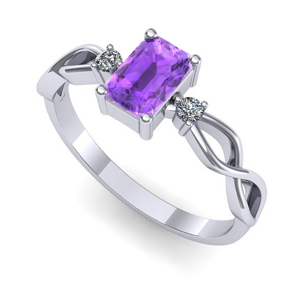 Inel logodna din aur alb cu ametist