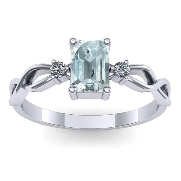 Inel de logodna cu aquamarin dreptunghiular
