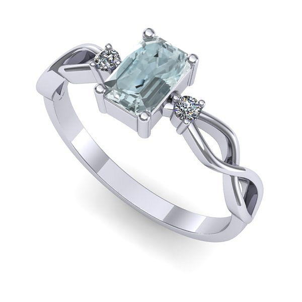 Inel de logodna din aur alb cu aquamarin