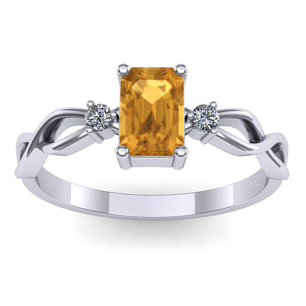 Inel cu citrin dreptunghiular