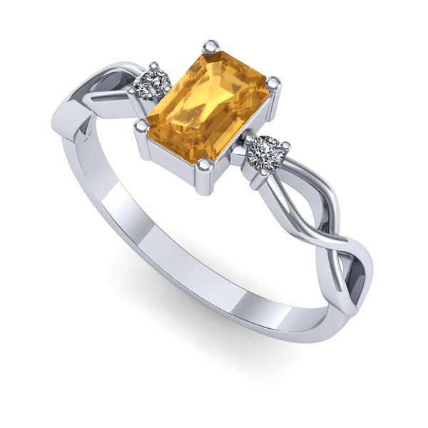 Inel de logodna din aur alb cu citrin