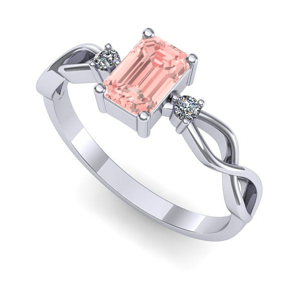 Inel de logodna din aur alb cu diamant de laborator roz