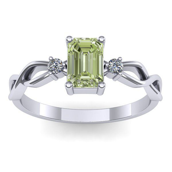 Inel cu diamant de laborator verde dreptunghiular
