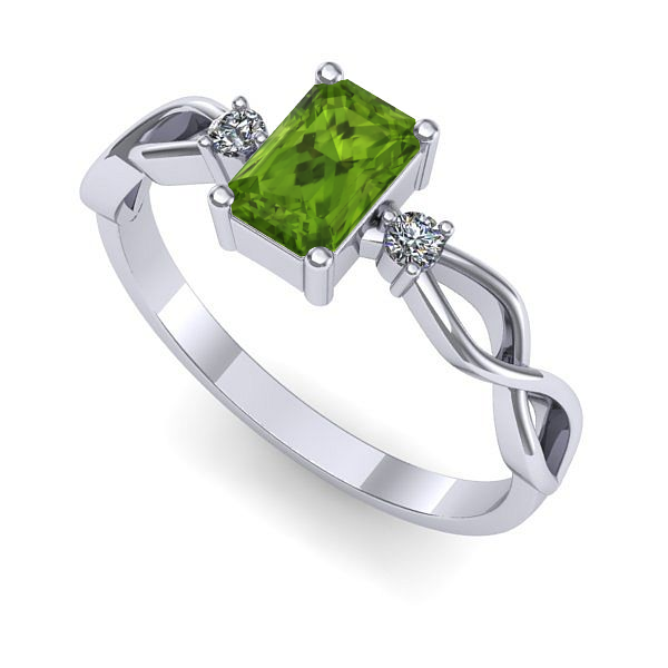 Inel din aur alb cu peridot