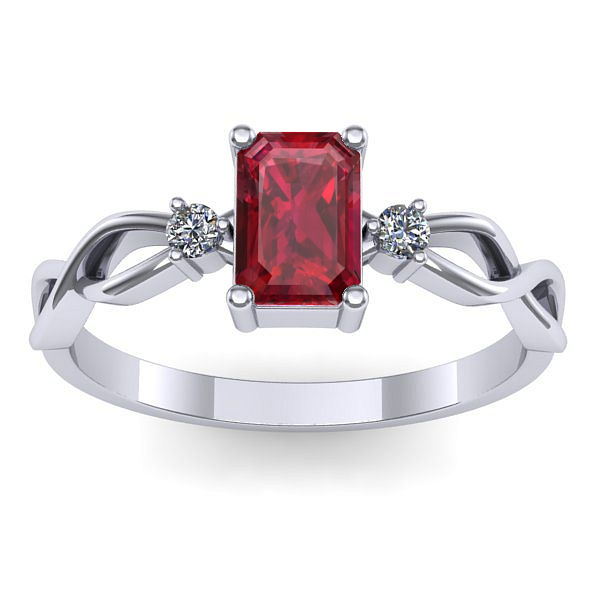 Inel de logodna cu rubin dreptunghiular