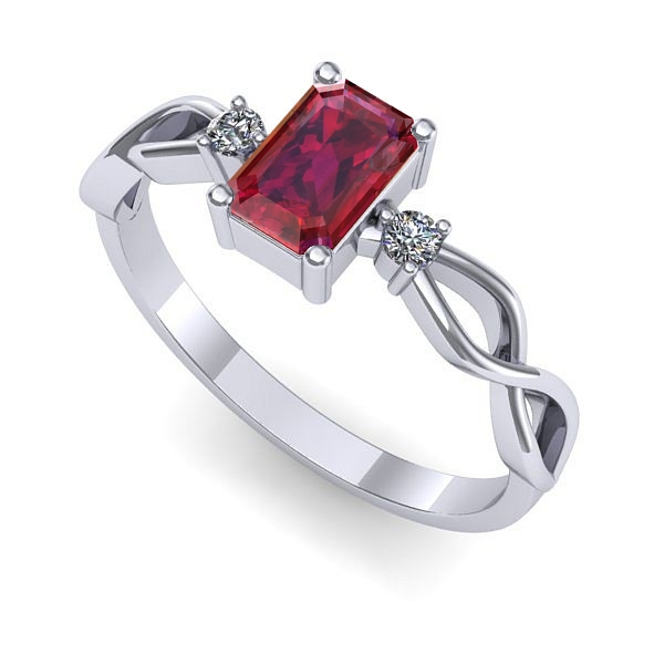 Inel logodna din aur alb cu rubin