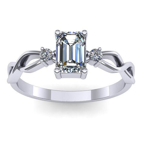 Inel cu safir alb dreptunghiular