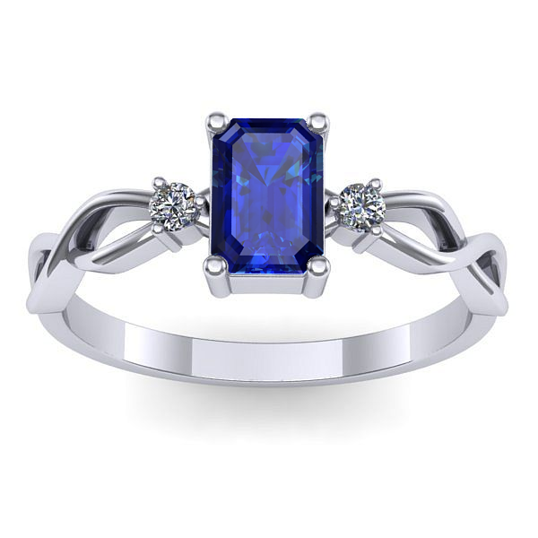 Inel logodna cu safir dreptunghiular