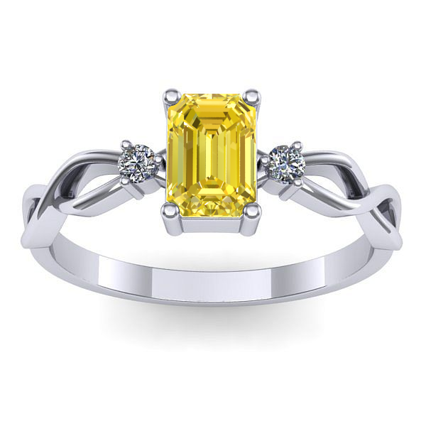 Inel de logodna cu safir galben dreptunghiular