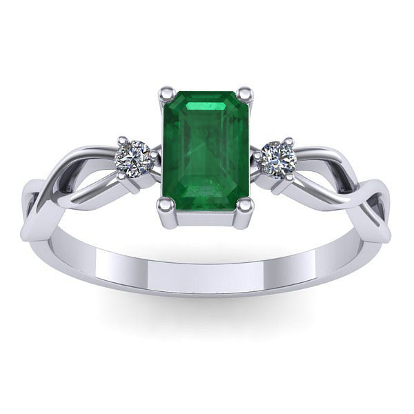 Inel de logodna cu smarald dreptunghiular