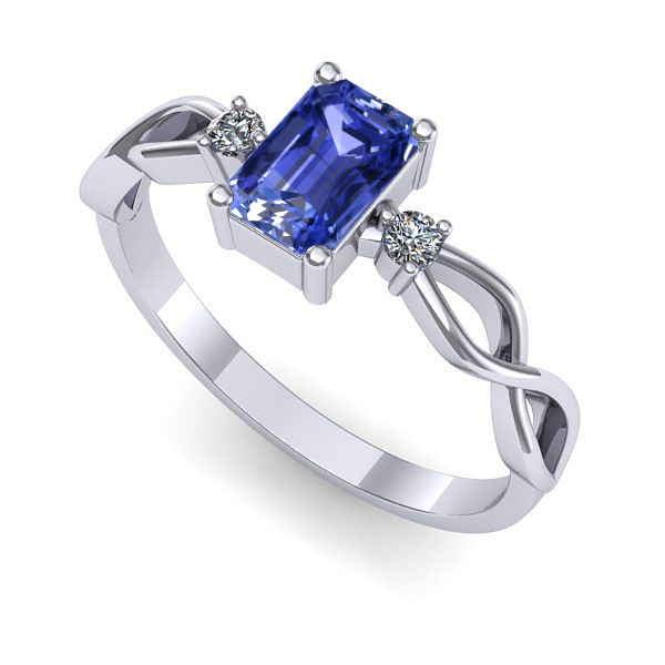 Inel de logodna din aur alb cu tanzanit