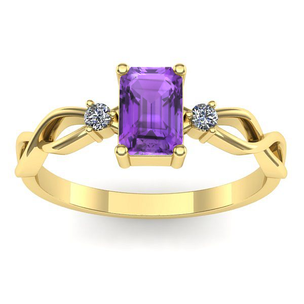 Inel logodna cu ametist dreptunghiular