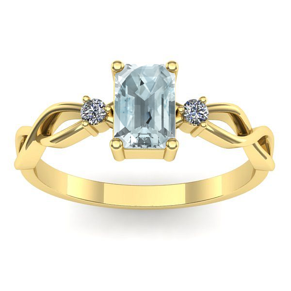Inel logodna cu aquamarin dreptunghiular