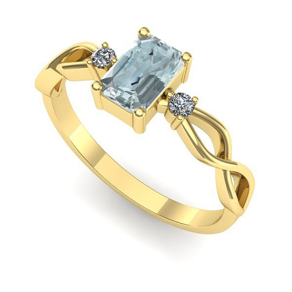 Inel de logodna din aur galben cu aquamarin