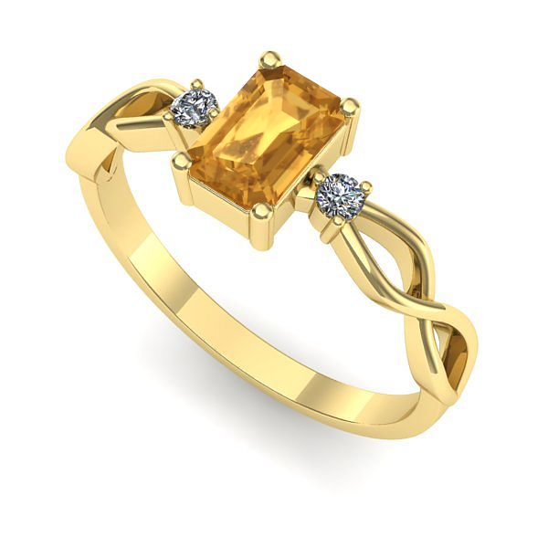 Inel din aur galben cu citrin