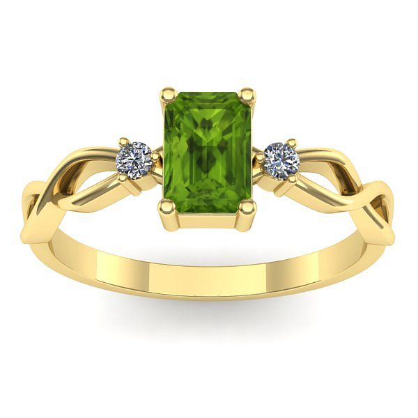 Inel cu peridot dreptunghiular