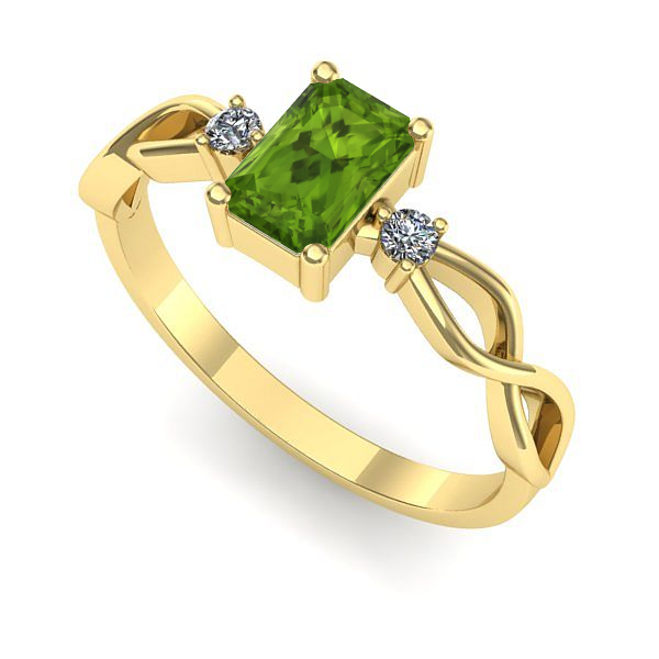 Inel logodna din aur galben cu peridot