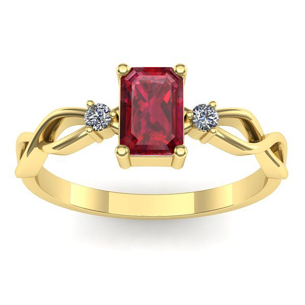 Inel de logodna cu rubin dreptunghiular