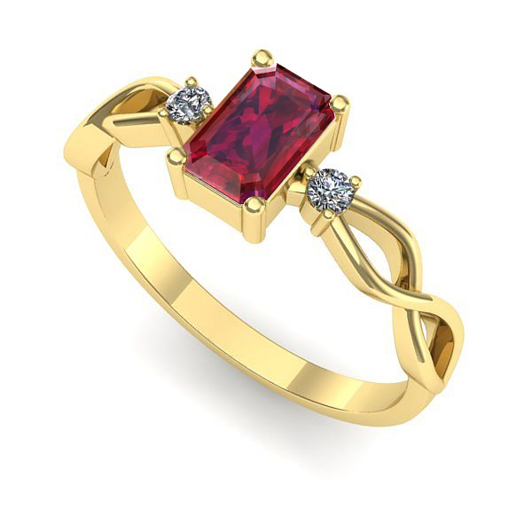 Inel logodna din aur galben cu rubin