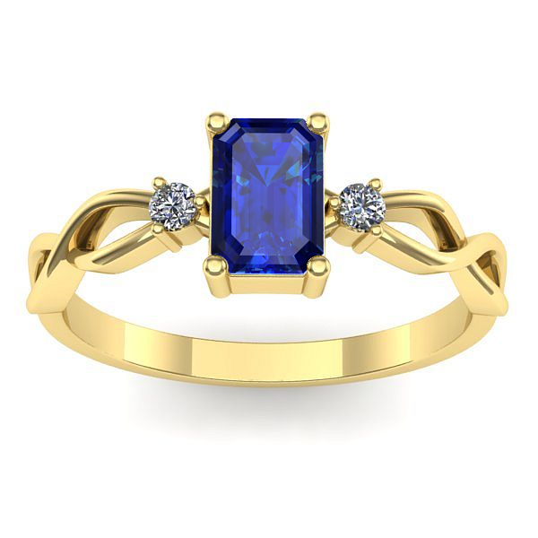 Inel logodna cu safir dreptunghiular