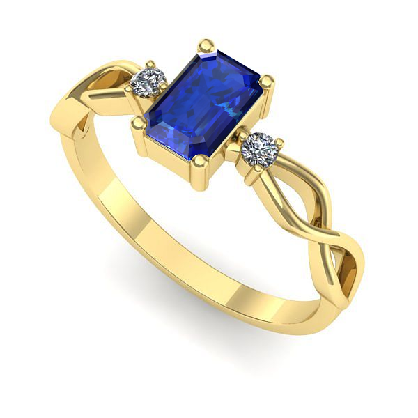 Inel logodna din aur galben cu safir