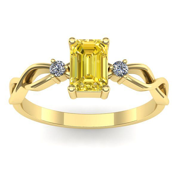 Inel de logodna cu safir galben dreptunghiular