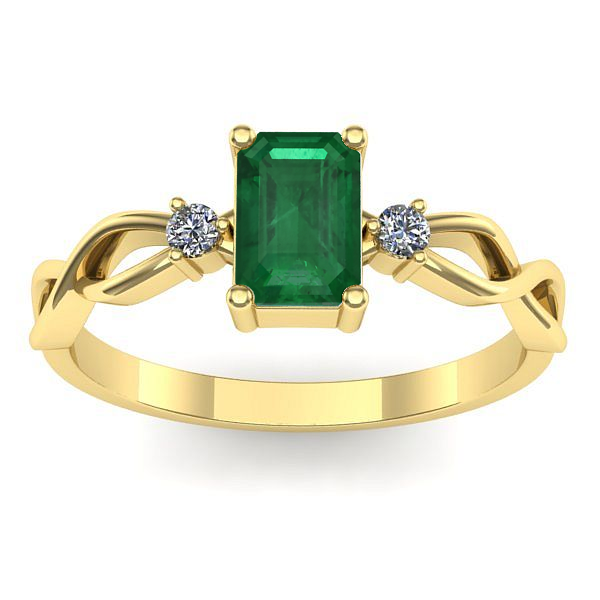 Inel de logodna cu smarald dreptunghiular