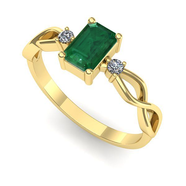 Inel din aur galben cu smarald